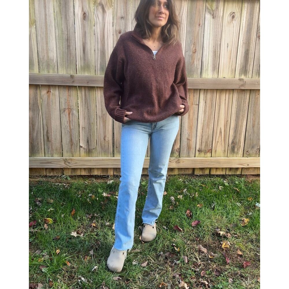 Woolrich Persimmon Wool Quarter-Zip Pullover Brown Oxblood - Picture 7 of 7